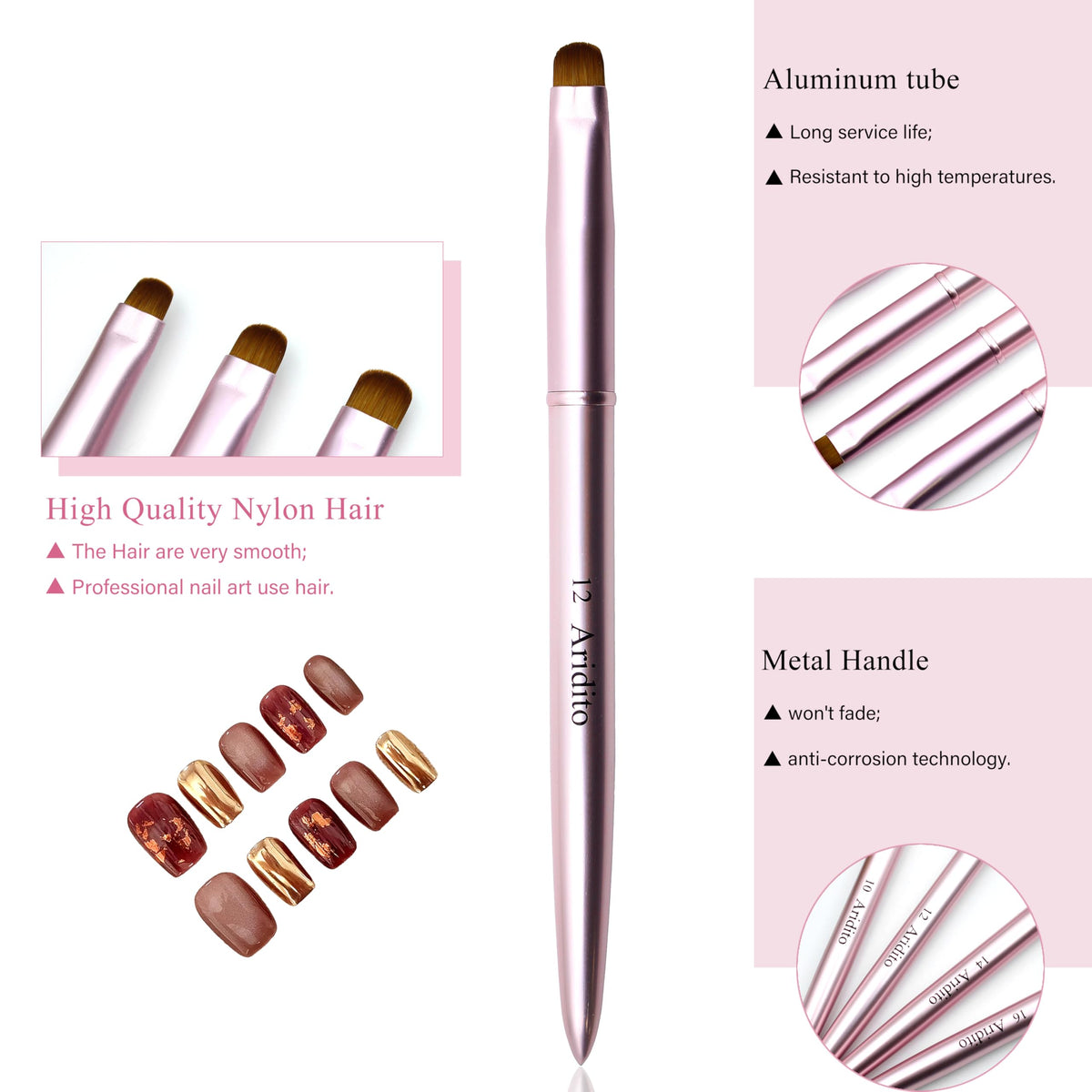Aridito brush cleaning up polish at cuticle area for neat, refined edges