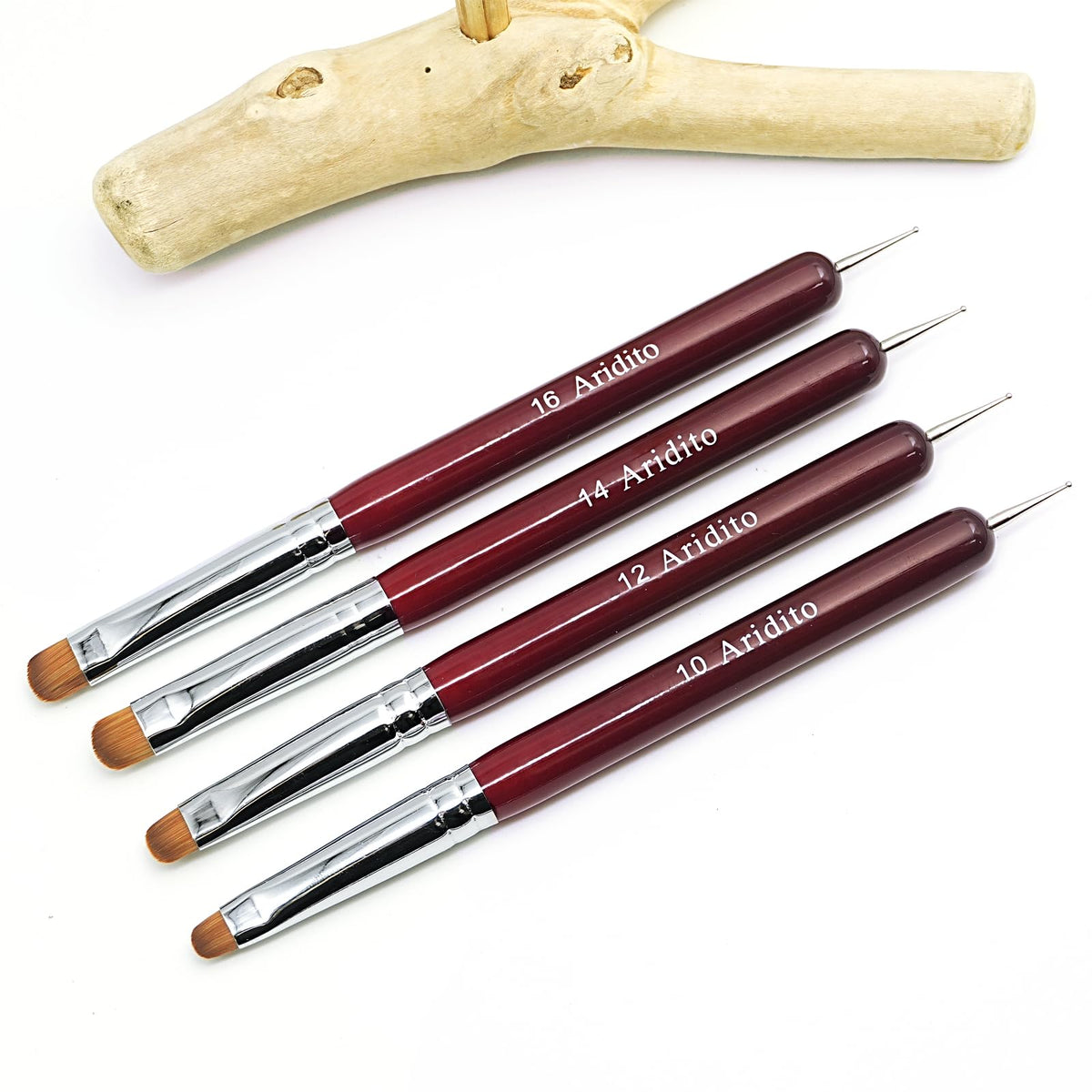 Aridito close-up of tapered bristles showing precision sizes and clean edges