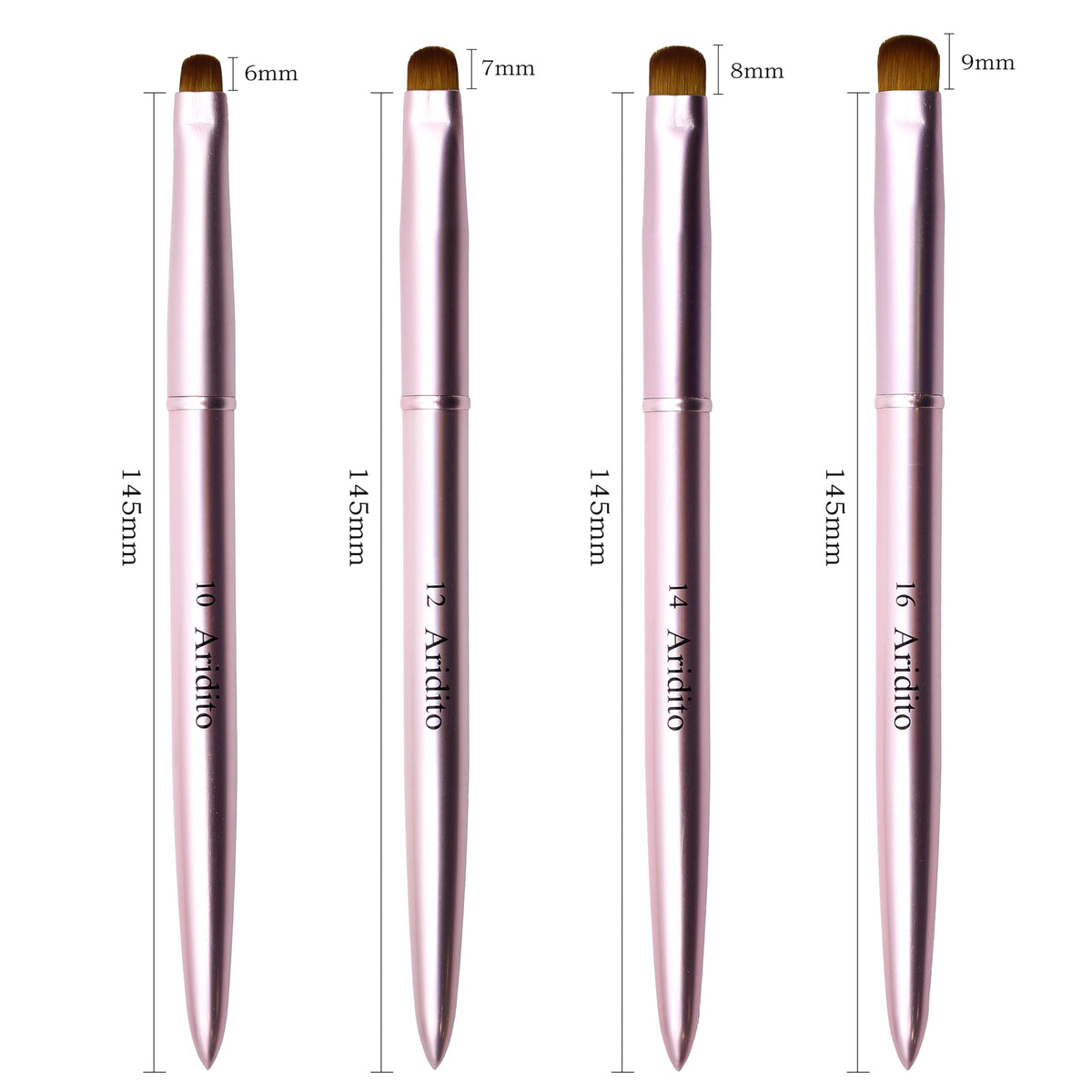 Aridito brush held drawing a French tip demonstrating smooth application control