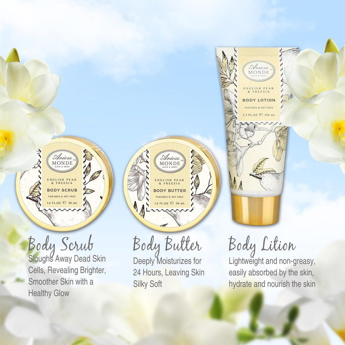 ArioseMonde bath salts poured into hands conveying relaxing soak benefit