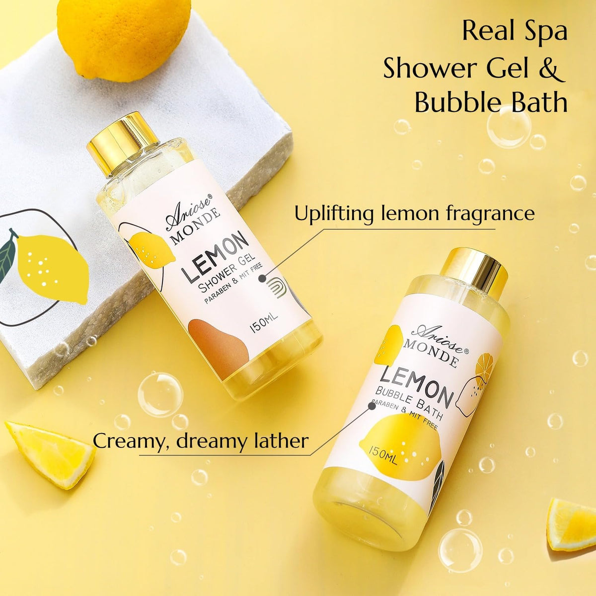 ArioseMonde bubble bath foam texture showing voluminous bubbles and gentle cleansing
