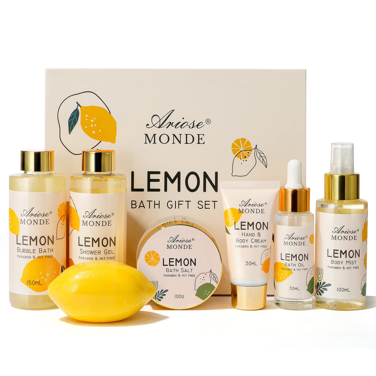 ArioseMonde front packaging showing the complete lemon spa gift box and gifting appeal