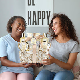 ArioseMonde gift basket in gift wrap setting ready to present and impress