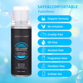 ARISON LASHES concentrate close-up bottle neck and clear liquid purity
