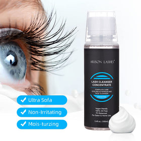ARISON LASHES size comparison with a 60ml prepared bottle to show yield