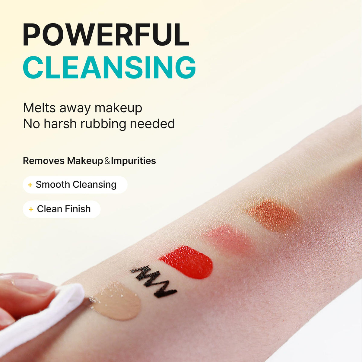Ariul wipe removing eye makeup demonstrating effective, gentle makeup removal