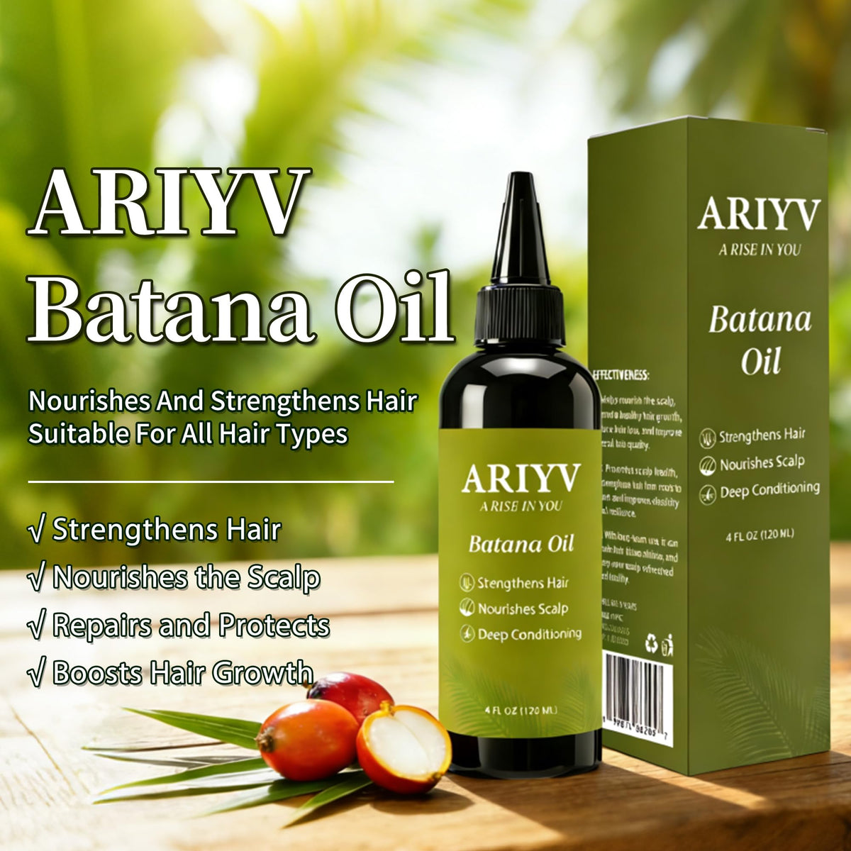 Ariyv applying oil to scalp from hand to nourish roots and reduce breakage