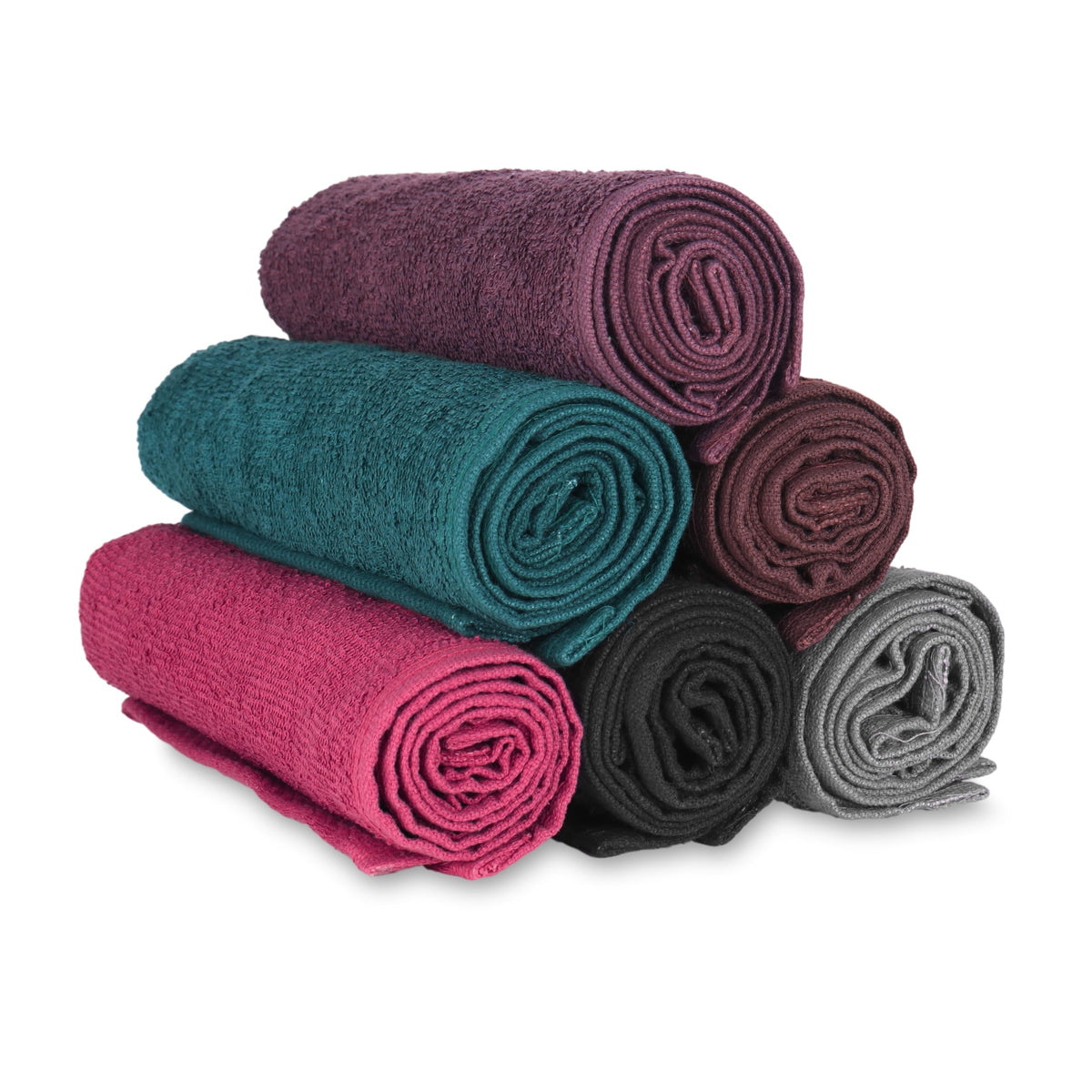 Arkwright charcoal towels at salon station creating a tidy professional aesthetic