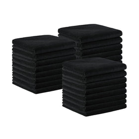 Arkwright LLC front pack of 24 black towels showing professional bulk supply benefit