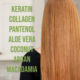 Before and after comparison showing reduced frizz and increased shine from Arllison