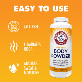 Arm & Hammer close-up of powder texture highlighting absorbent, lightweight feel
