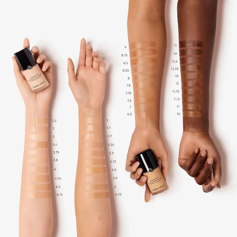 Armani Beauty before and after split showing improved evenness and glow