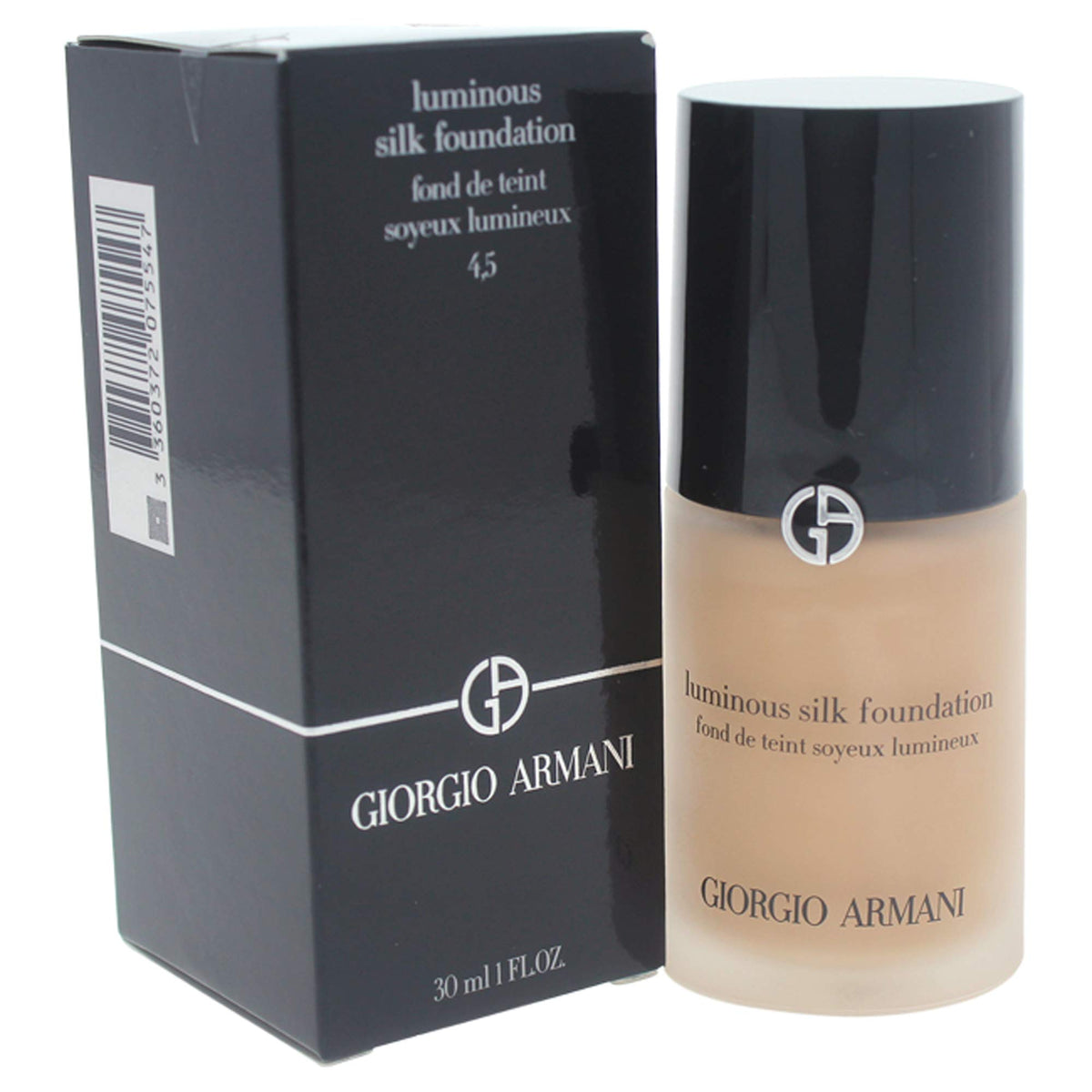 Armani Beauty Luminous Silk bottle front showing elegant packaging and easy dispensing benefit