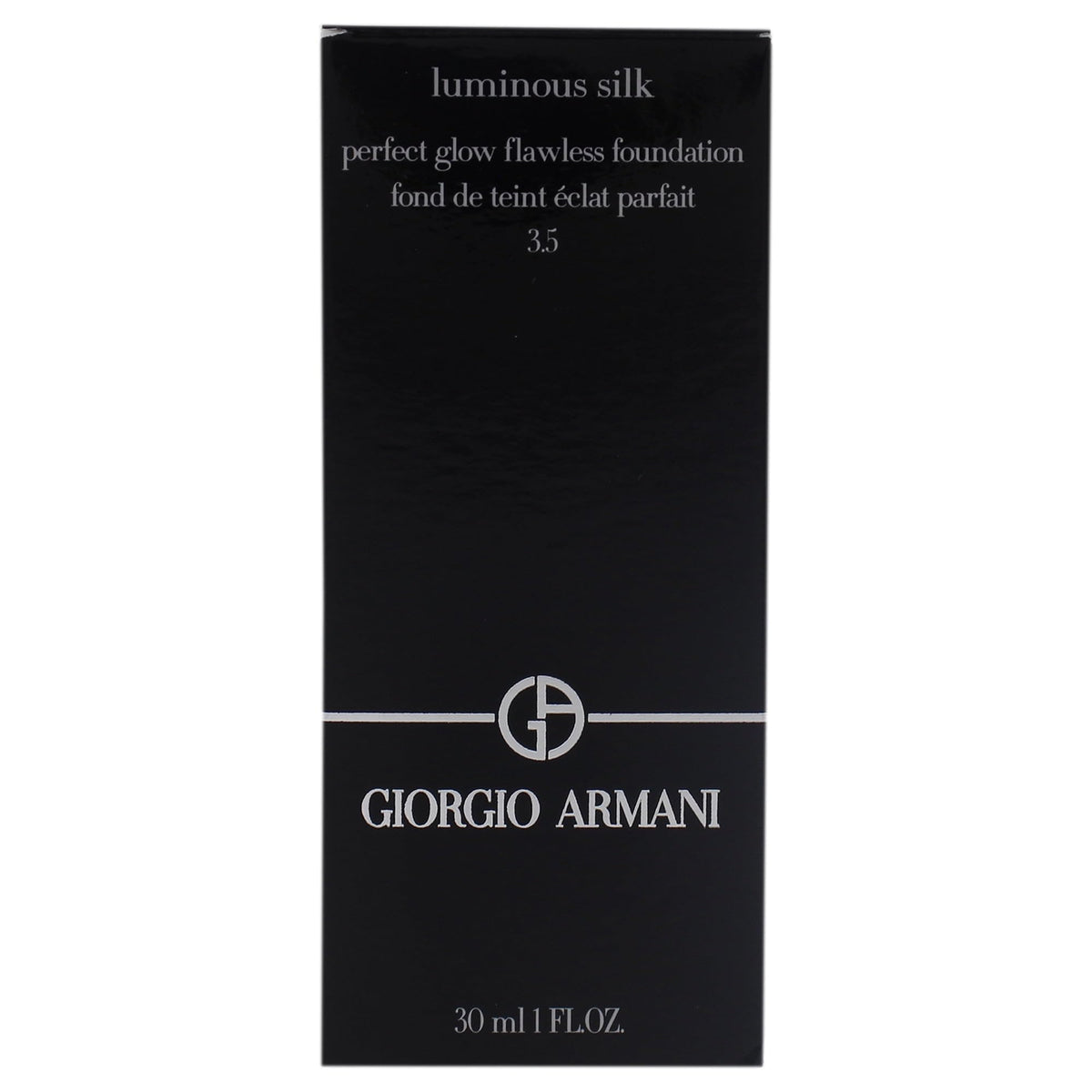 Armani Beauty texture swipe on white surface showing silky, lightweight finish