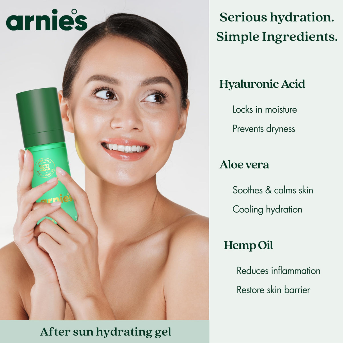 Arnie's gel being applied to hand showing soothing, non-sticky finish