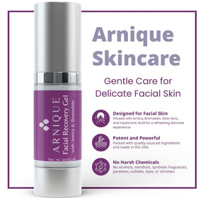 Arnique calming a post-treatment face illustrating gentle, refreshing comfort