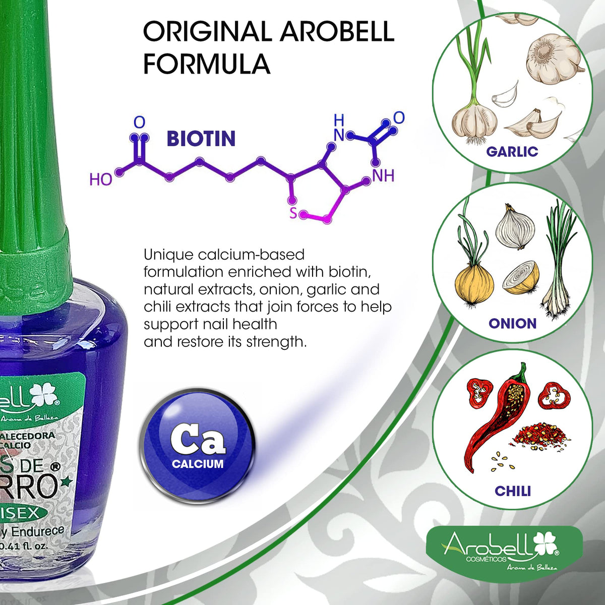 Arobell ingredient display with botanical extracts highlighting natural support