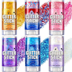 AROIC front packaging showing six patriotic glitter sticks enhancing outfit