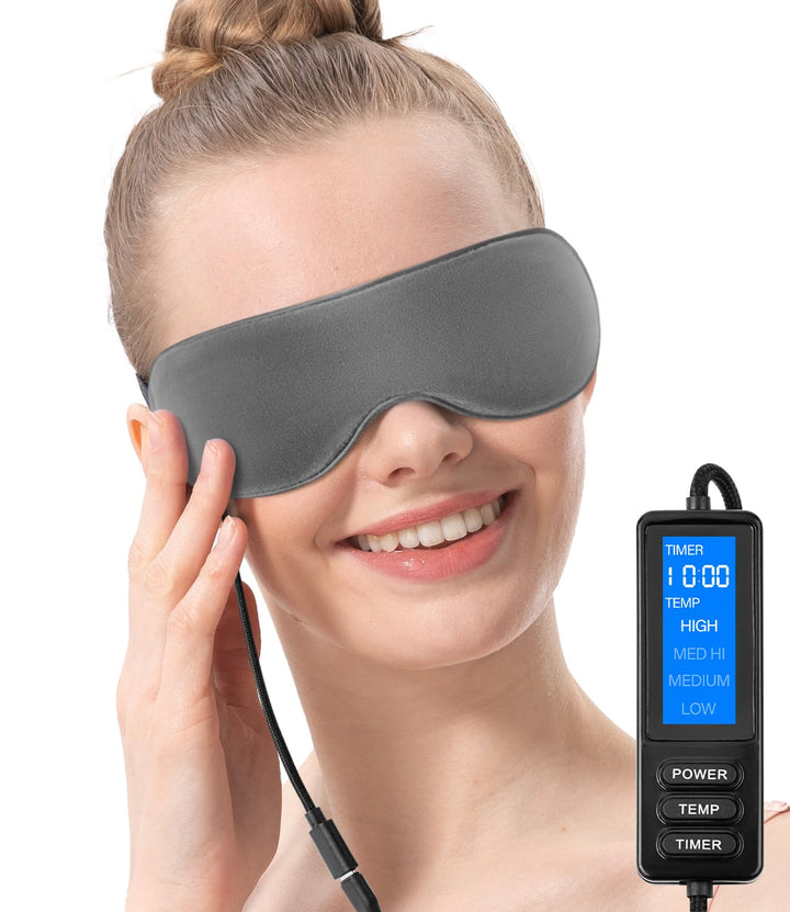 Aroma Season front view of heated eye mask showing full coverage and soft cotton for comfort