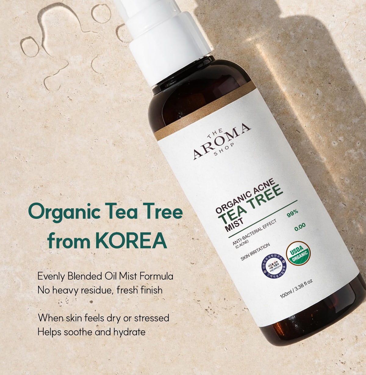 The Aroma Shop mist being applied to face demonstrating cooling refresh and soothing