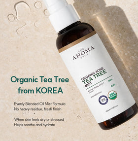 The Aroma Shop mist being applied to face demonstrating cooling refresh and soothing