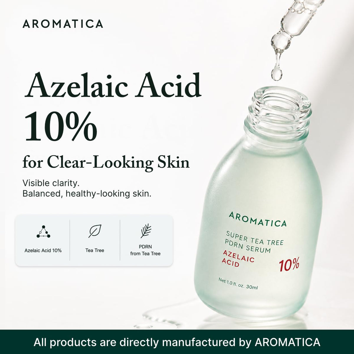 AROMATICA dropper dispensing serum texture for lightweight absorption