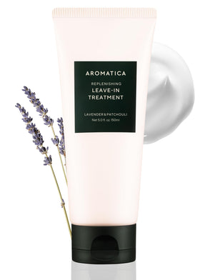 AROMATICA front packaging showing bottle and calming lavender patchouli scent benefits