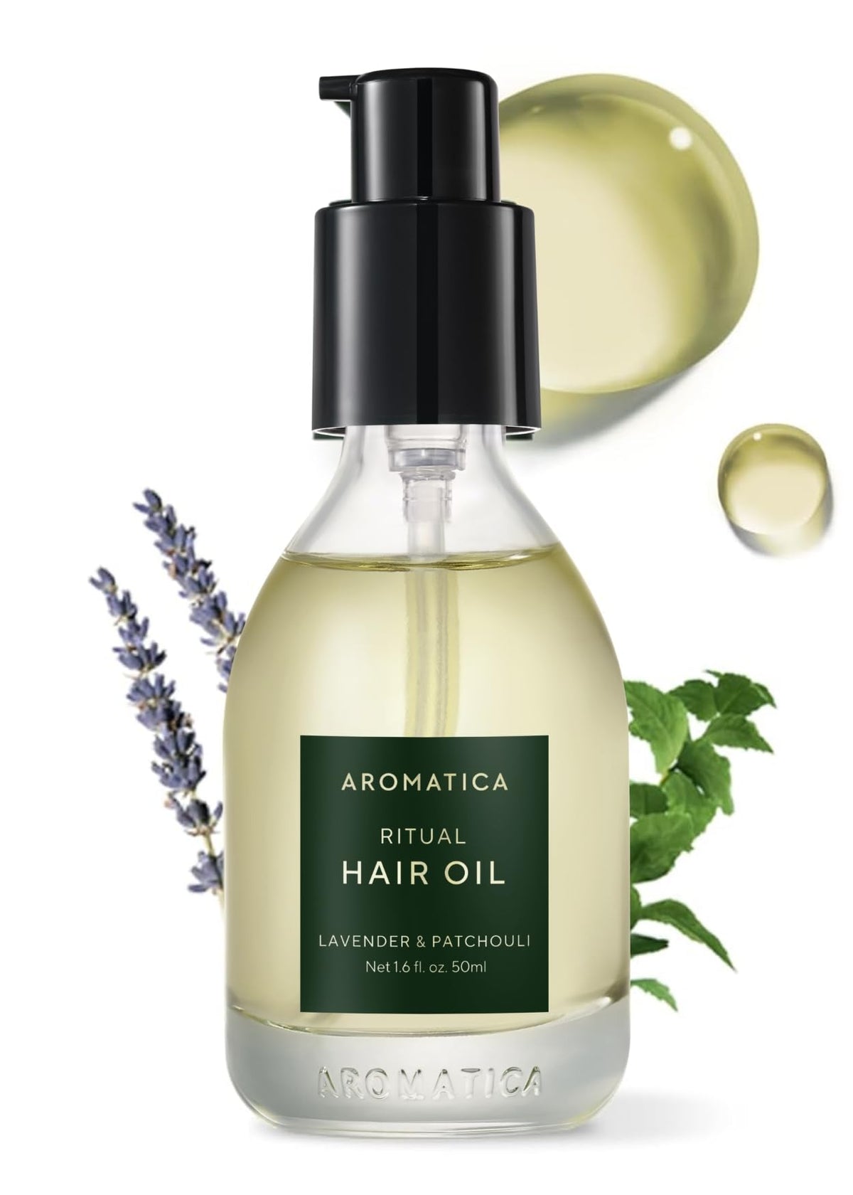 AROMATICA front packaging showing bottle and benefits of shine