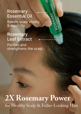 AROMATICA rosemary and caffeine ingredients arranged to highlight concentrated actives