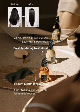 AROMATICA label close-up highlighting botanical ingredient benefits