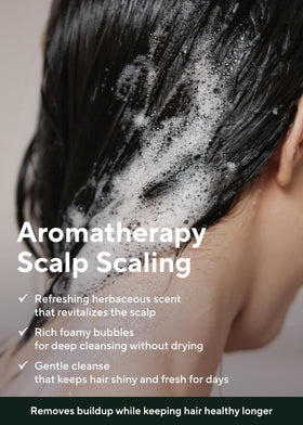 AROMATICA pouring shampoo into hand demonstrating easy dispensing and concentrated care