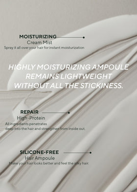 AROMATICA mist on hair strands showing dewy finish and improved smoothness benefit