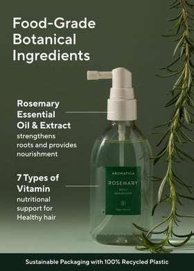 AROMATICA mist texture closeup demonstrating fine spray for lightweight scalp hydration