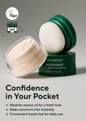 AROMATICA puff applicator close-up demonstrating precise root application and control