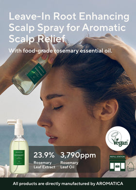 AROMATICA rosemary oil dropper detail highlighting botanical infusion and purity
