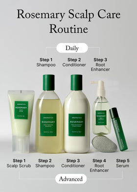 AROMATICA shampoo lathered on wet hair showing scalp cleansing benefit