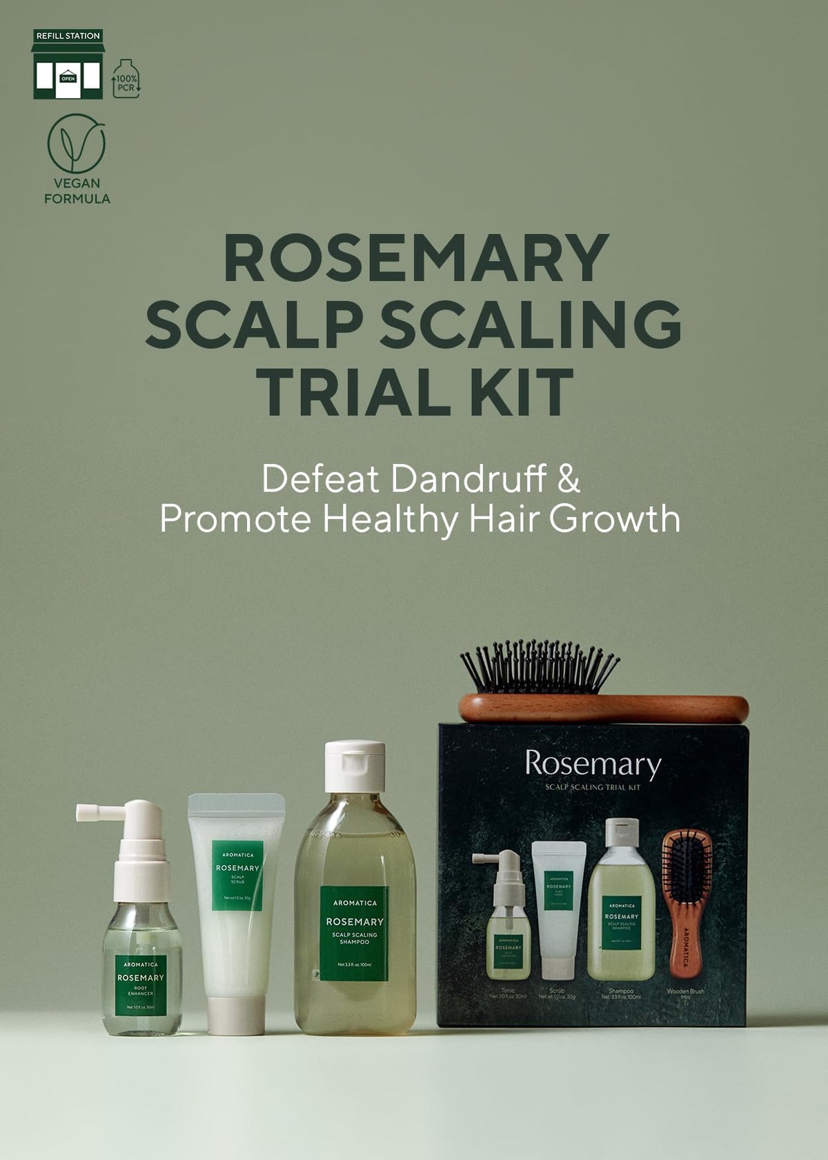 AROMATICA rosemary shampoo pump close-up highlighting gentle cleansing