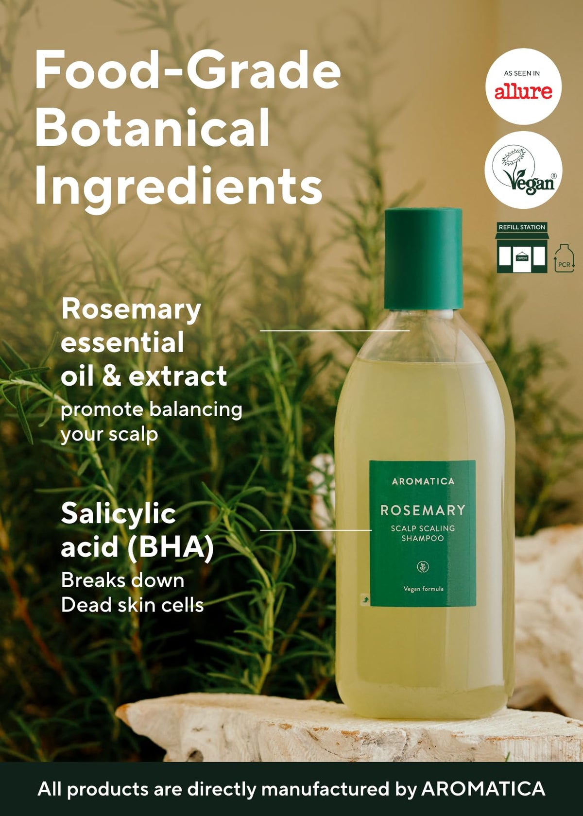 AROMATICA creamy foam texture closeup demonstrating gentle effective cleanse