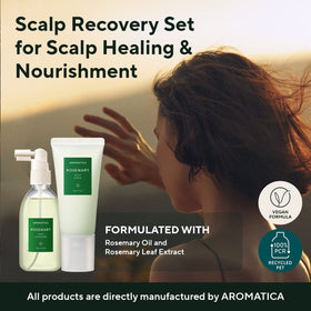 AROMATICA rosemary water spray nozzle close-up, precise misting for scalp hydration