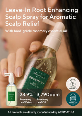 AROMATICA spray nozzle detail demonstrating easy targeted scalp application