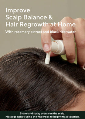 AROMATICA spray in use on scalp showing targeted application and easy absorption