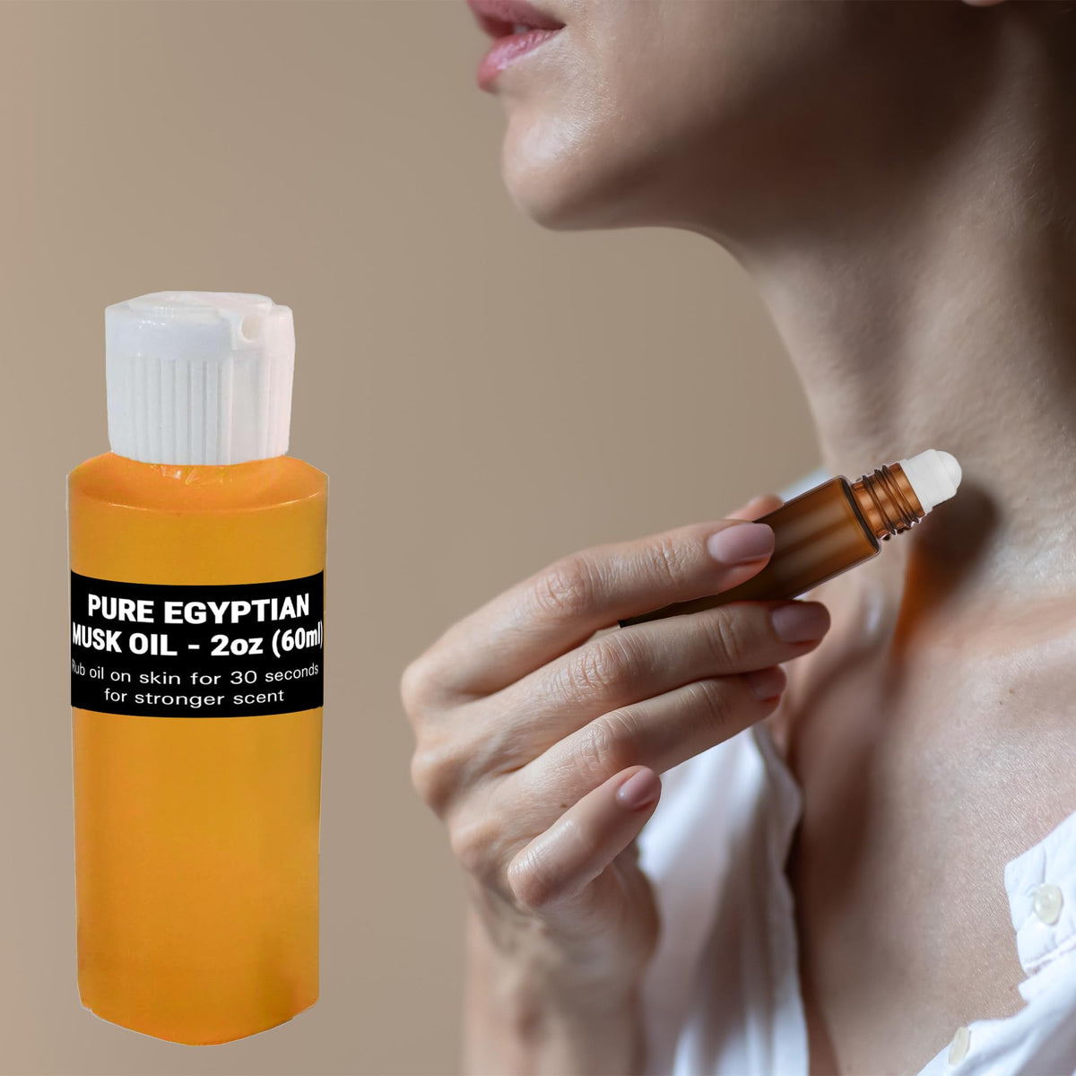 AromaZen amber 10ml roll-on close-up for precise, spill-free application