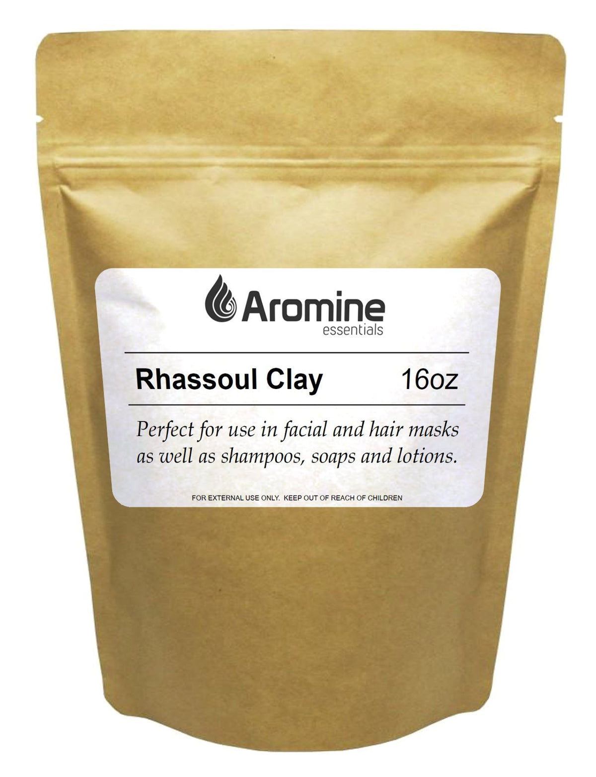 Aromine front packaging showing 16oz resealable bag and natural labeling benefit