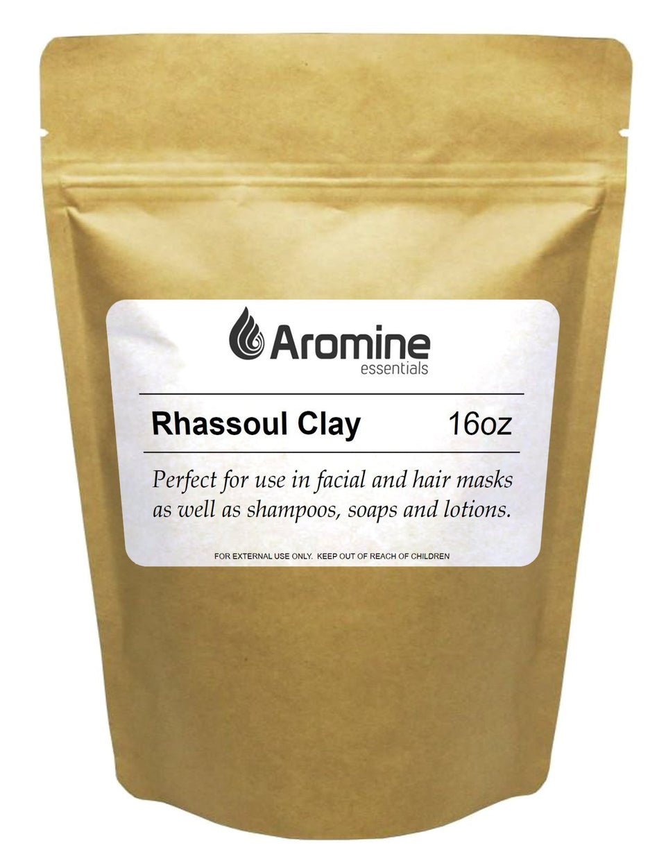 Aromine front packaging showing 16oz resealable bag and natural labeling benefit