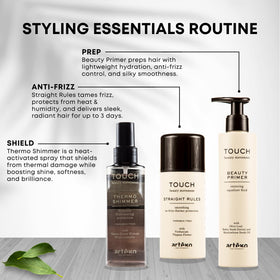 Artègo before and after comparison illustrating reduced frizz and smoother hair finish