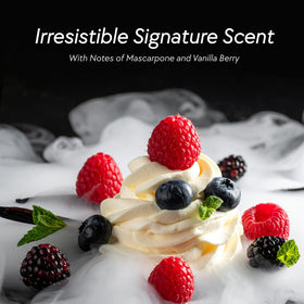 Artègo scent inspiration display with mascarpone and vanilla berry to suggest warm fragrance