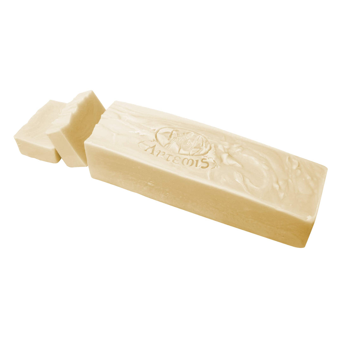 Artemis Organic Soaps loaf front packaging showing clean unscented block and label benefit