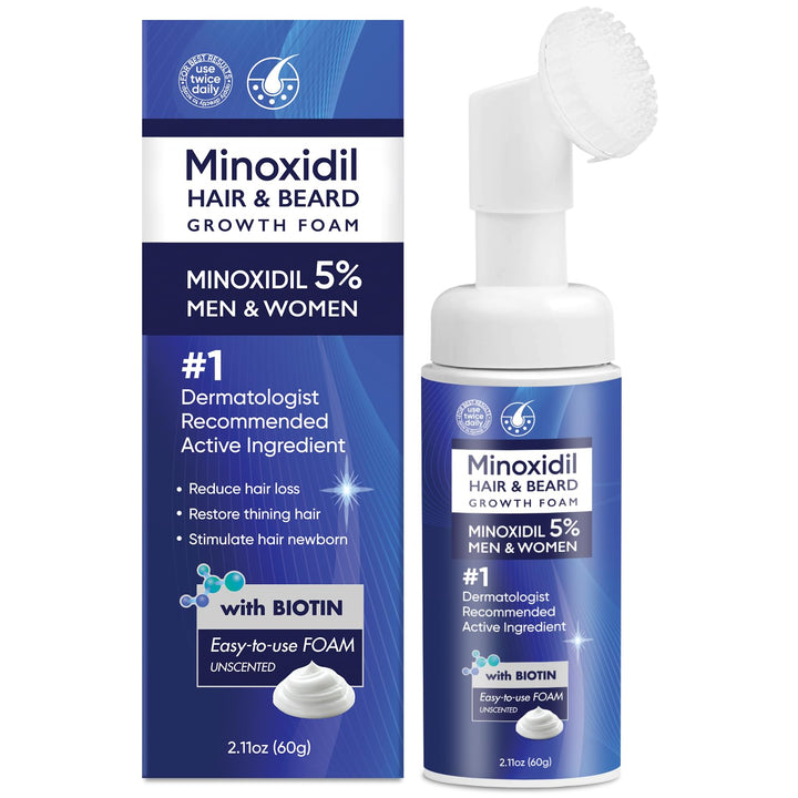 Artimore front packaging showing 5% minoxidil foam and clear branding, convenient use