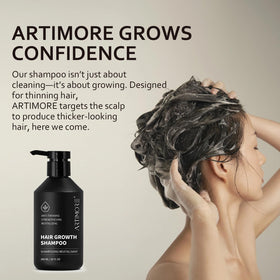 Artimore label close-up displaying ingredients and benefits, clarifies product use