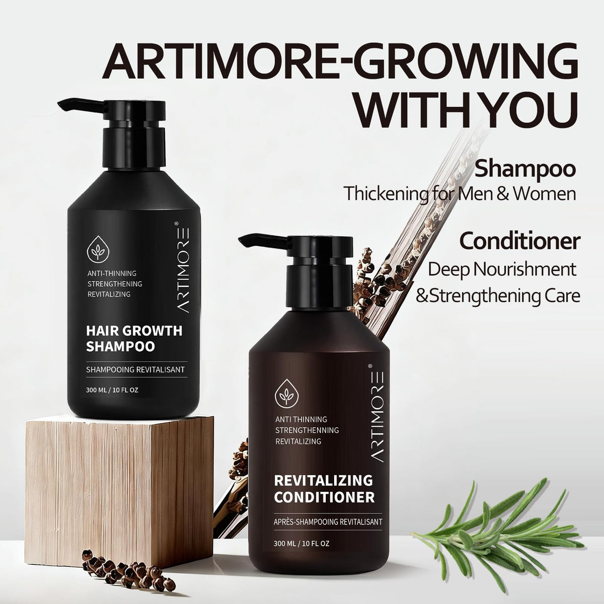 Artimore after-wash hair showing fuller, smoother appearance